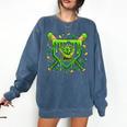 St Patricks Day Baseball Ice Cream Shamrock Baseball Player Comfort Colors Sweatshirt Blue Jean