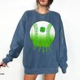 St Patricks Day Shamrock Baseball Irish Boys Kids Men Comfort Colors Sweatshirt Blue Jean