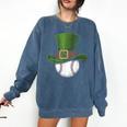 St Patricks Day Shamrock Baseball Saint Paddy's Kids Boys Comfort Colors Sweatshirt Blue Jean