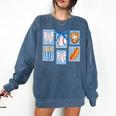 Stamps Coquette Bow Baseball Kids Youth Girls Baseball Mom Comfort Colors Sweatshirt Blue Jean