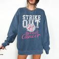 Strike Out Breast Cancer Baseball Warrior Comfort Colors Sweatshirt Blue Jean Strike Out Breast Cancer Baseball Warrior Comfort Colors Sweatshirt Blue Jean