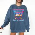 I Survived 100 Days Of School Baseball Boys Students Comfort Colors Sweatshirt Blue Jean