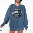 Team America 1776 4th Of July Patriotic Baseball Comfort Colors Sweatshirt Blue Jean Team America 1776 4th Of July Patriotic Baseball Comfort Colors Sweatshirt Blue Jean