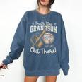 That's My Grandson Out There Jersey Number 56 Baseball Comfort Colors Sweatshirt Blue Jean