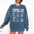 Things I Do In My Spare Time Baseball Lovers Kids Boys Comfort Colors Sweatshirt Blue Jean