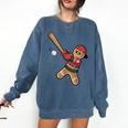 Ugly Christmas Sweater Gingerbread Baseball Toddler Kids Comfort Colors Sweatshirt Blue Jean