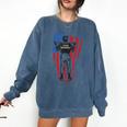 US Flag Baseball Player Batter Sport Lover Team Coach Family Comfort Colors Sweatshirt Blue Jean
