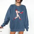 Valentines Day Baseball Batter Silhouette Heart For Men Boys Comfort Colors Sweatshirt Blue Jean