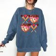 Valentines Day Drip Heart Baseball XOXO Boys Kids Men Sport Comfort Colors Sweatshirt Blue Jean