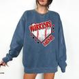 Warriors Home Plate Baseball Sports Baseball Mom Comfort Colors Sweatshirt Blue Jean