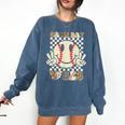 Women Kids Baseball Game Day Vibes Smile Baseball Mom Comfort Colors Sweatshirt Blue Jean Women Kids Baseball Game Day Vibes Smile Baseball Mom Comfort Colors Sweatshirt Blue Jean