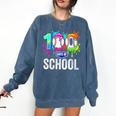 Women's 100 Days Of School Dripping Baseball Boys Kids Teacher Comfort Colors Sweatshirt Blue Jean Women's 100 Days Of School Dripping Baseball Boys Kids Teacher Comfort Colors Sweatshirt Blue Jean