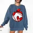 Womens Custom Baseball Mom Number 11 Heart For Mom Mommy Comfort Colors Sweatshirt Blue Jean