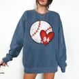 Womens Custom Baseball Mom Number 94 Heart For Mom Mommy Comfort Colors Sweatshirt Blue Jean