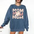 Women's Retro Baseball Mama Distressed Baseball Mom Life Comfort Colors Sweatshirt Blue Jean