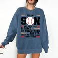 Yes Son Has Practice a Game Baseball Mom Comfort Colors Sweatshirt Blue Jean