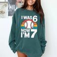 I Was 6 Now Im 7 Baseball Birthday Age 7 Comfort Colors Sweatshirt Chalky Mint