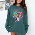 7th Birthday Boys I Was 6 Now I'm 7 Baseball Ice Cream Drip Comfort Colors Sweatshirt Chalky Mint