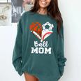 Ball Mom Heart Soccer Basketball Baseball Football Mom Comfort Colors Sweatshirt Chalky Mint