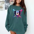 Baseball 8 Year Old Ice Cream Drip 8th Birthday Party Comfort Colors Sweatshirt Chalky Mint