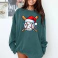 Baseball Christmas Lights Santa Christmas Baseball Player Comfort Colors Sweatshirt Chalky Mint