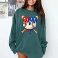 Baseball Drip American Flag Home Plate 4th Of July Patriotic Comfort Colors Sweatshirt Chalky Mint