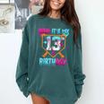 Baseball Drip Bruh It's My 13th Birthday Boy Ice Cream Drip Comfort Colors Sweatshirt Chalky Mint