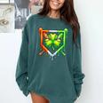 Baseball Drip Ice Cream St Patricks Day Shamrock Lucky Comfort Colors Sweatshirt Chalky Mint