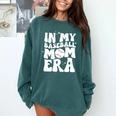 In My Baseball Mom Era Groovy Retro Comfort Colors Sweatshirt Chalky Mint