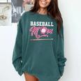 Baseball Mom Pink Ribbon Breast Cancer Awareness Fighters Comfort Colors Sweatshirt Chalky Mint