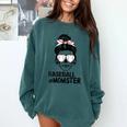 Baseball Momster Messy Bun Skull Mom For Women Halloween Comfort Colors Sweatshirt Chalky Mint