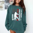 Baseball Silhouette Heart USA Flag Hearts American Boys Kids Comfort Colors Sweatshirt Chalky Mint