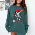 Baseball Skeleton Halloween Playing Comfort Colors Sweatshirt Chalky Mint Baseball Skeleton Halloween Playing Comfort Colors Sweatshirt Chalky Mint