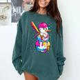 Baseball Snowman Drip Christmas Baseball Boys Men Kids Comfort Colors Sweatshirt Chalky Mint