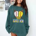 Bonus Mom Of Both Half Baseball Softball Ice Cream Drip Comfort Colors Sweatshirt Chalky Mint