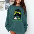 Brazil Baseball Mom Messy Bun Comfort Colors Sweatshirt Chalky Mint Brazil Baseball Mom Messy Bun Comfort Colors Sweatshirt Chalky Mint