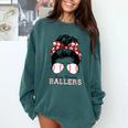 Busy Raising Ballers Messy Bun Funny Baseball Mom Comfort Colors Sweatshirt Chalky Mint Busy Raising Ballers Messy Bun Funny Baseball Mom Comfort Colors Sweatshirt Chalky Mint