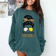 Busy Raising Ballers Tennis Baseball Mom Messy Bun Leopard Comfort Colors Sweatshirt Chalky Mint Busy Raising Ballers Tennis Baseball Mom Messy Bun Leopard Comfort Colors Sweatshirt Chalky Mint