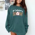 Catcher Mom Baseball Mom Leopard Game Day Comfort Colors Sweatshirt Chalky Mint Catcher Mom Baseball Mom Leopard Game Day Comfort Colors Sweatshirt Chalky Mint