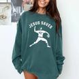 Christian Jesus Saves Baseball Pitcher Heaven 01 Sports Comfort Colors Sweatshirt Chalky Mint