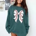 Cute Baseball Coquette Bow For Women Girls Baseball Mama Mom Comfort Colors Sweatshirt Chalky Mint