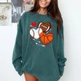 Cute Heart Baseball Basketball Football Valentine Boy Men Comfort Colors Sweatshirt Chalky Mint