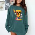 Drippy Pizza Baseball Slice Cartoon Sports Food Comfort Colors Sweatshirt Chalky Mint