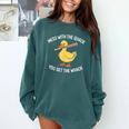 Duck And Baseball Bat Mess With The Quack You Get Whack Comfort Colors Sweatshirt Chalky Mint