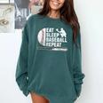 Eat Sleep Baseball Repeat Baseball Player Men Boys Comfort Colors Sweatshirt Chalky Mint