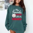My Favorite Player Calls Me Grampy Baseball Grampy Comfort Colors Sweatshirt Chalky Mint