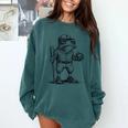 Frog Basketbal Men Women Grumpy Frog Playing Baseball Comfort Colors Sweatshirt Chalky Mint