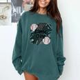 Game Day Baseball Retro Checkered Baseball Comfort Colors Sweatshirt Chalky Mint