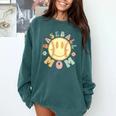 Groovy Retro Floral Happy Smiling Face Baseball Mom Comfort Colors Sweatshirt Chalky Mint Groovy Retro Floral Happy Smiling Face Baseball Mom Comfort Colors Sweatshirt Chalky Mint