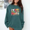 Groovy Retro I Love Hot Baseball Moms With After Game Snacks Comfort Colors Sweatshirt Chalky Mint